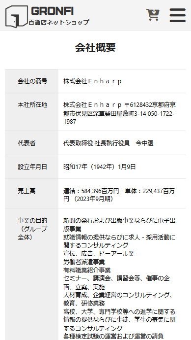 GRONFI百貨店ネットショップ