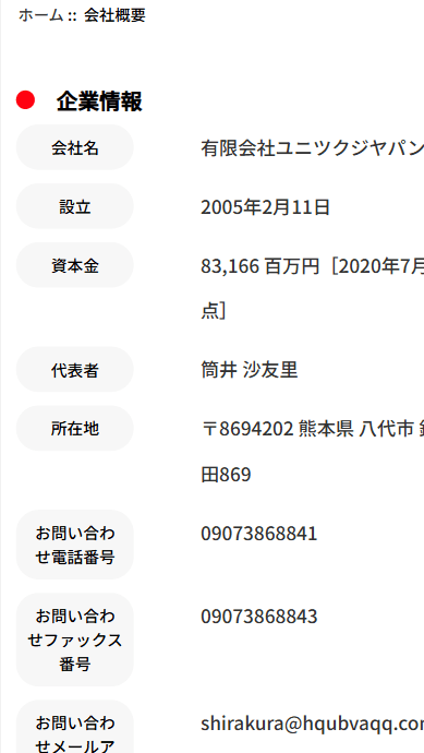 有限会社ユニツクジヤパン